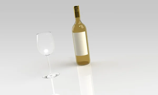 A bottle of red or white wine and glass isolated on white — Stock Photo, Image