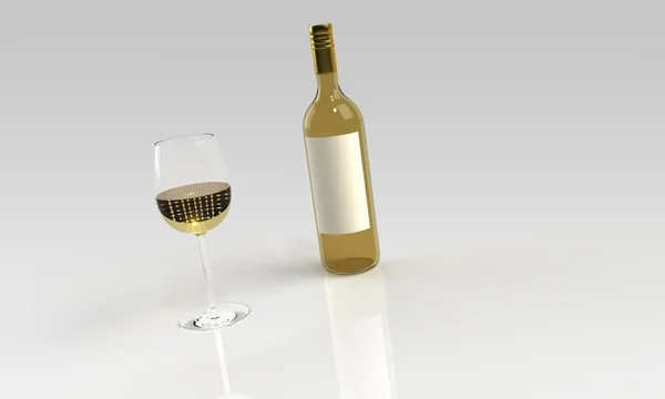 Бутылка красного или белого вина и бокал, изолированные на белом — стоковое фото