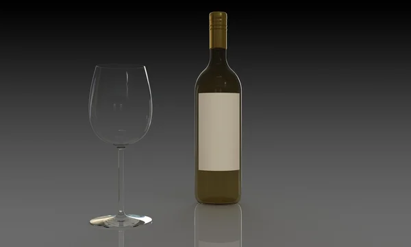 Láhev červeného nebo bílého vína a skla izolovaných na černém — Stock fotografie