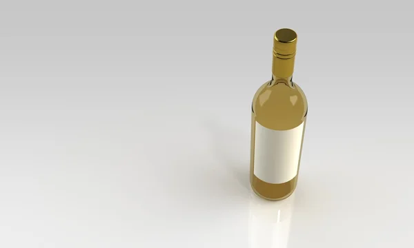 Botella de vino tinto o blanco y copa aislada en blanco — Foto de Stock