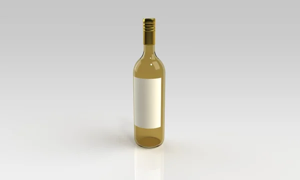 Eine Flasche Rot- oder Weißwein und Glas isoliert auf weiß — Stockfoto