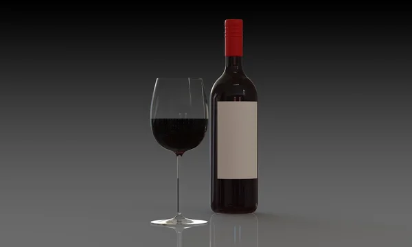 A bottle of red or white wine and glass isolated on black — Stock Photo, Image