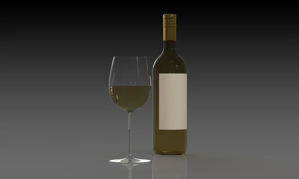 A bottle of red or white wine and glass isolated on black — Stock Photo, Image