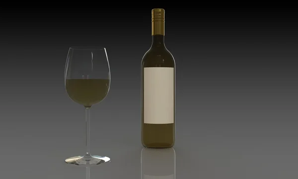 A bottle of red or white wine and glass isolated on black — Stock Photo, Image