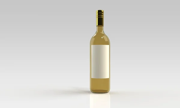 Uma garrafa de vinho tinto ou branco e vidro isolado em branco — Fotografia de Stock