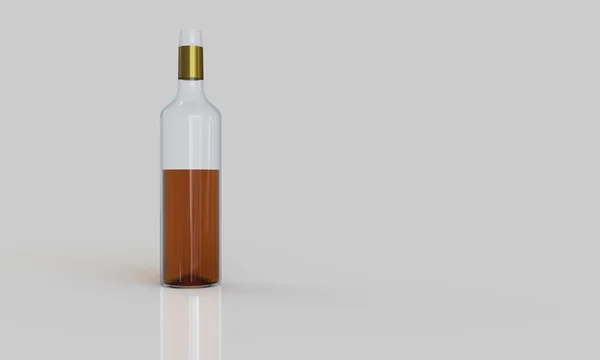Een fles scotch en vol glas geïsoleerd op wit — Stockfoto