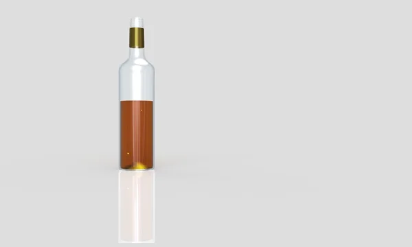 スコッチ、白で隔離される完全なガラスのボトル — Stockfoto