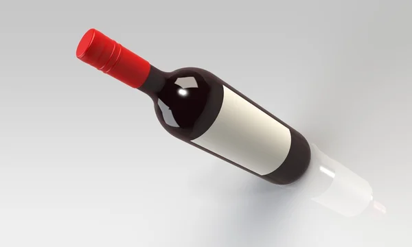 Botella de vino tinto o blanco y copa aislada en blanco — Foto de Stock