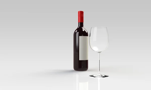 A bottle of red or white wine and glass isolated on white — Stock Photo, Image