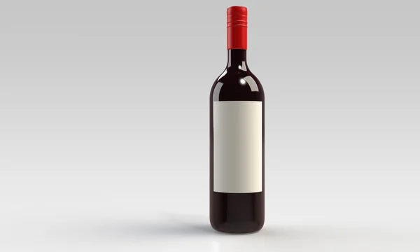 Egy üveg vörös vagy fehér bor és elszigetelt fehér üveg — Stock Fotó