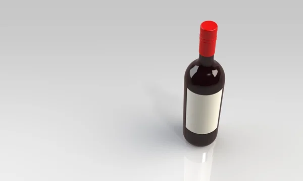 레드 또는 화이트 와인 및 흰색 절연 유리 병 — 스톡 사진