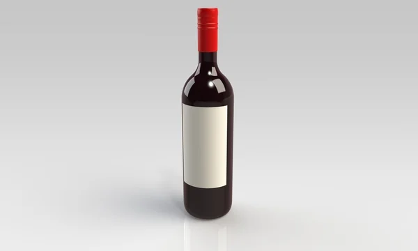 Une bouteille de vin rouge ou blanc et un verre isolé sur blanc — Photo