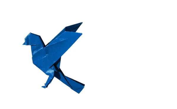 Niebieski origami ptak robin na białym tle — Zdjęcie stockowe