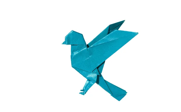 Gröna origami fågel robin isolerad på vit — Stockfoto