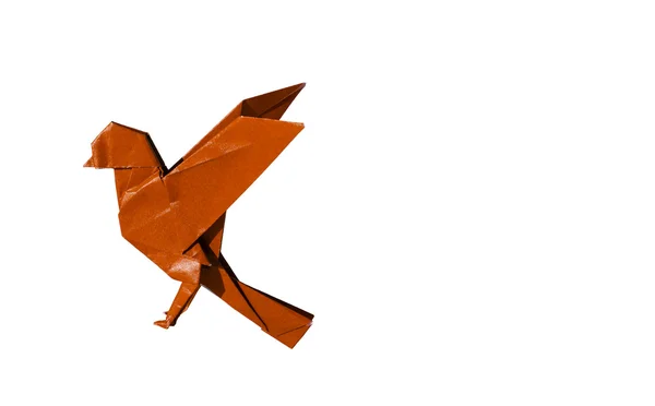 孤立的白色衬底上的橙色折纸鸟罗宾 — 图库照片