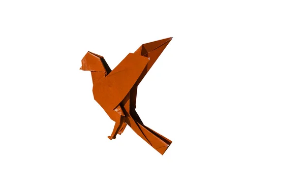 Orange Origami Bird Robin, изолированная на белом — стоковое фото