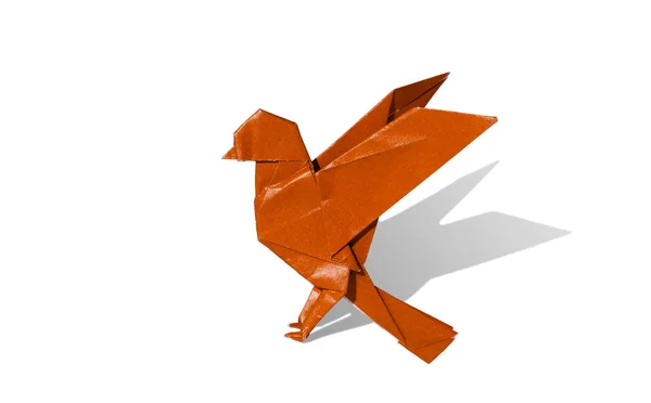 Orange Origami Bird Robin isolated on white — Stock Photo, Image