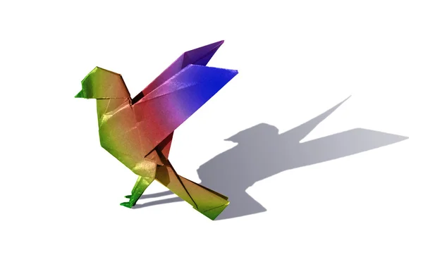 Rainbow origami pták robin izolované na bílém — Stock fotografie