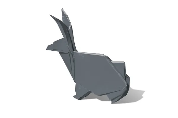 Lapin Origami gris isolé sur blanc — Photo