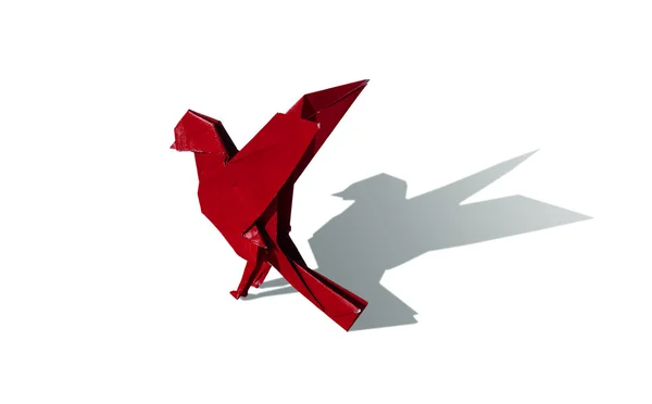 Rode origami vogel robin geïsoleerd op wit — Stockfoto