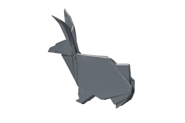 Gri origami tavşan üzerinde beyaz izole — Stok fotoğraf