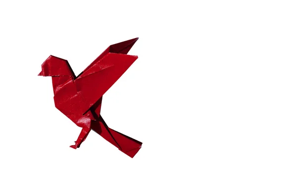 Red Origami Bird Robin terisolasi di atas putih — Stok Foto