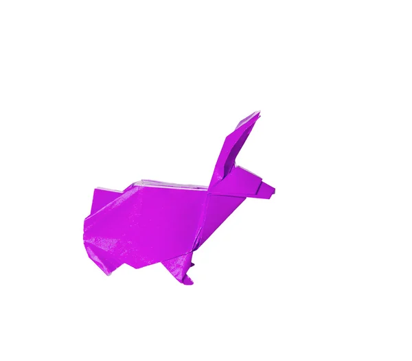 Pink purple Origami rabbit isolated on white — Stock Photo, Image