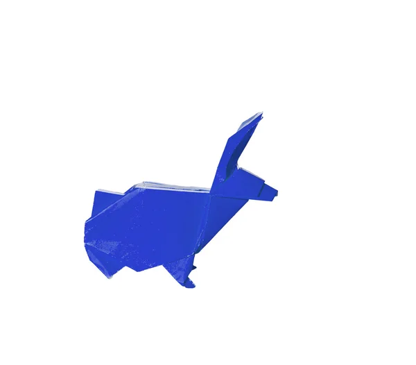 Lapin Origami bleu isolé sur blanc — Photo