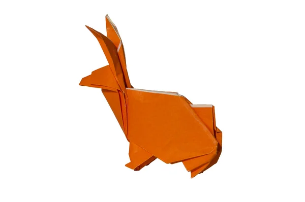 Orange Origami rabbit isolated on white — Stock Photo, Image