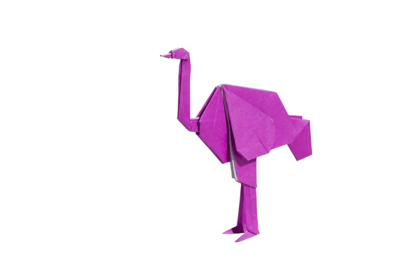 Origami rosa avestruz aislado en blanco —  Fotos de Stock