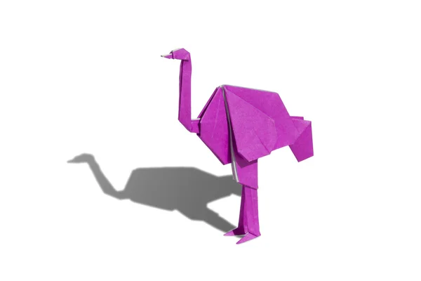 Origami rosa avestruz aislado en blanco —  Fotos de Stock
