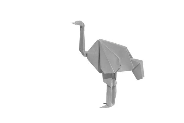 Avestruz de Origami branco isolado em branco — Fotografia de Stock