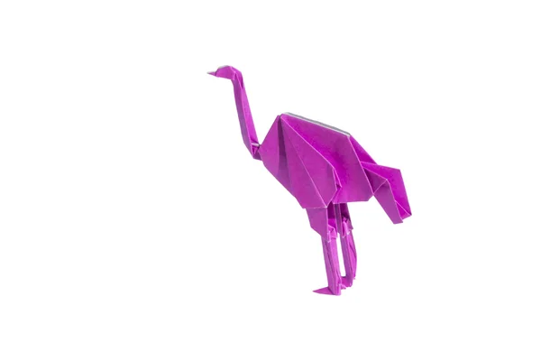 Pink Origami ostrich isolated on white — Stock Photo, Image