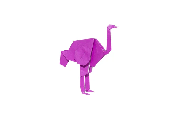 Pink Origami ostrich isolated on white — Stock Photo, Image