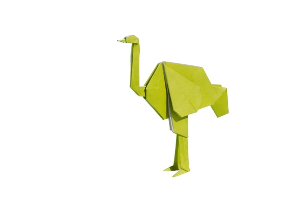 Struzzo Origami giallo isolato su bianco — Foto Stock
