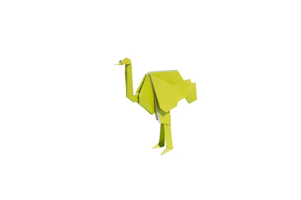 Žluté origami pštros izolované na bílém — Stock fotografie