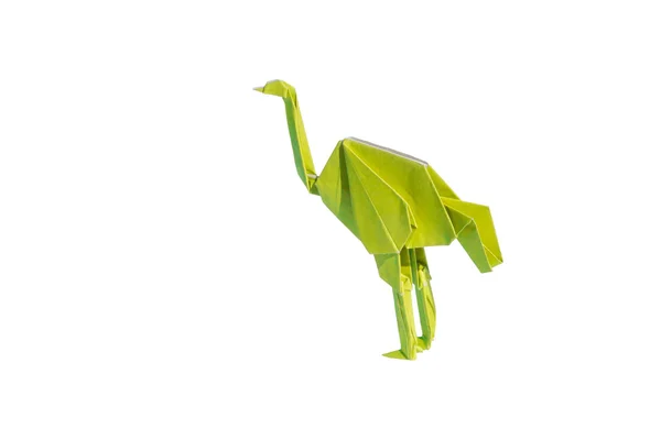 Avestruz de origami azul amarillo aislado en blanco —  Fotos de Stock