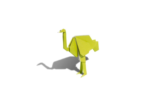 Yellow Origami ostrich isolated on white — Stock Photo, Image