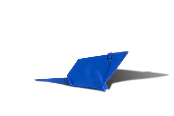 Niebieski origami mysz na białym tle — Zdjęcie stockowe