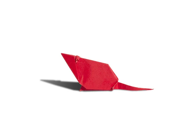 Κόκκινο origami ποντίκι που απομονώνονται σε λευκό — Φωτογραφία Αρχείου