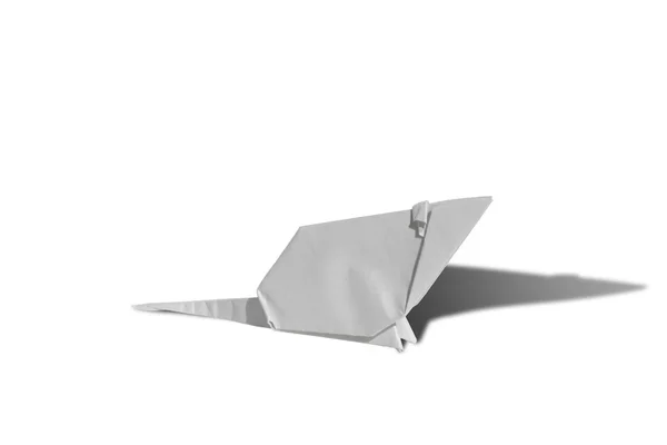 Белая мышь оригами, изолированная на белом — стоковое фото