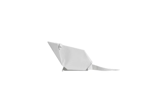 Rato origami branco isolado em branco — Fotografia de Stock