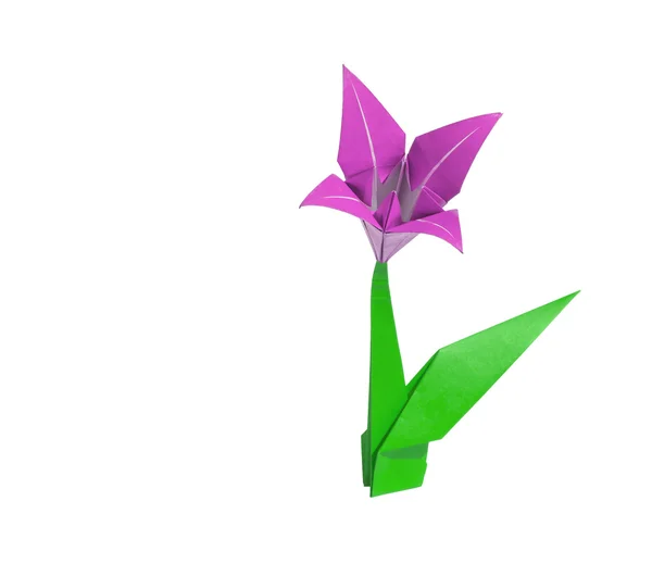 Różowy origami kwiat lilii na białym tle — Zdjęcie stockowe