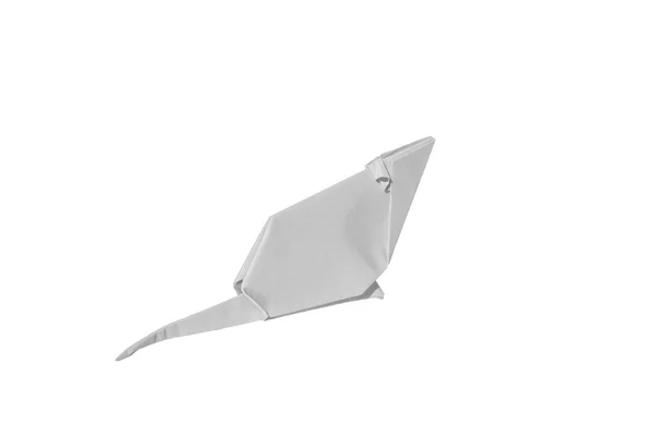 Rato origami branco isolado em branco — Fotografia de Stock