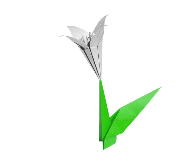 Bílá origami květina lilie izolované na bílém — Stock fotografie