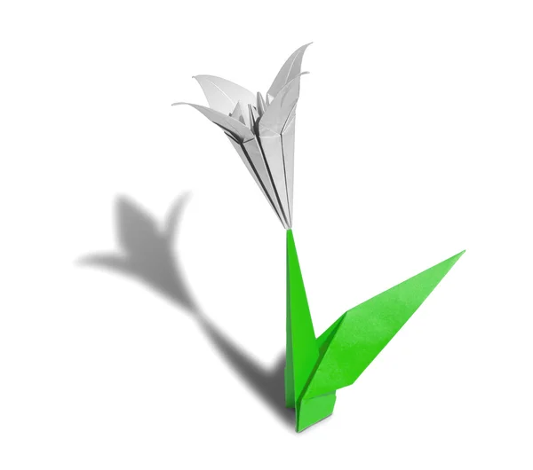 Белый оригами цветок лилия изолированы на белом — стоковое фото