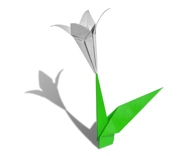 White origami flower lily isolated on white — Stock Photo, Image