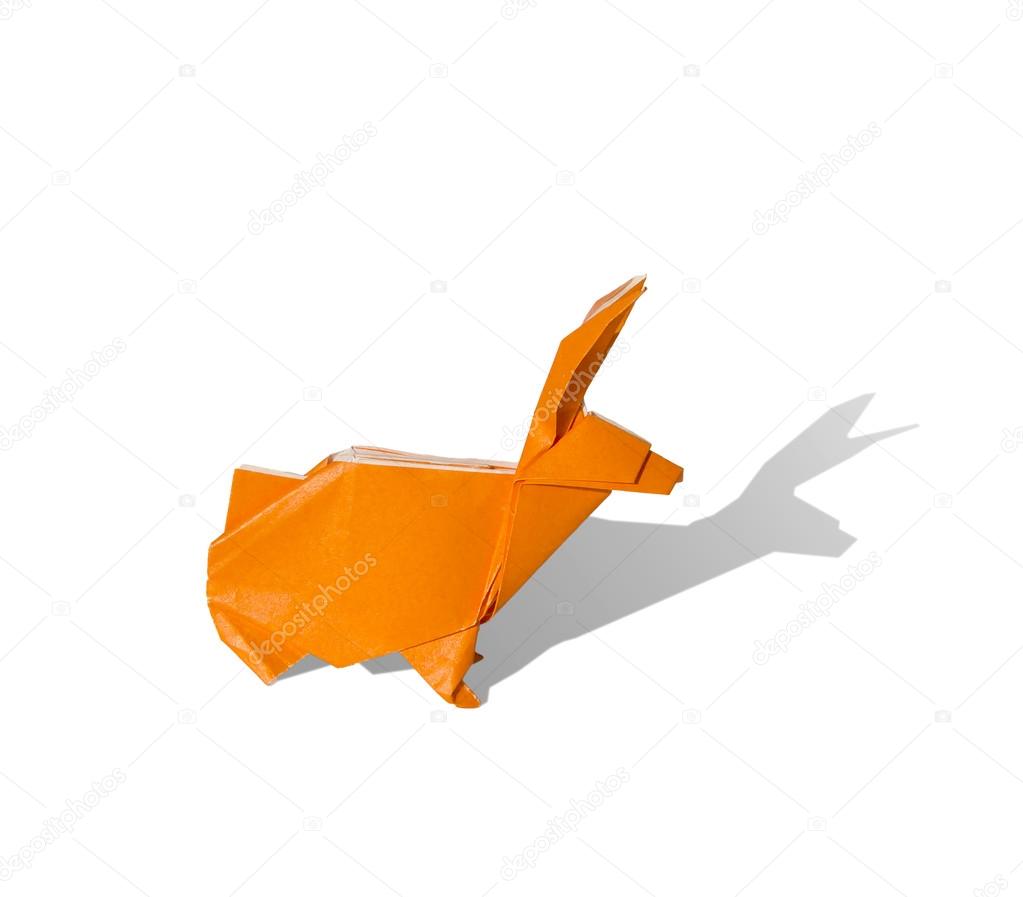 Origami rabbit isolated on white