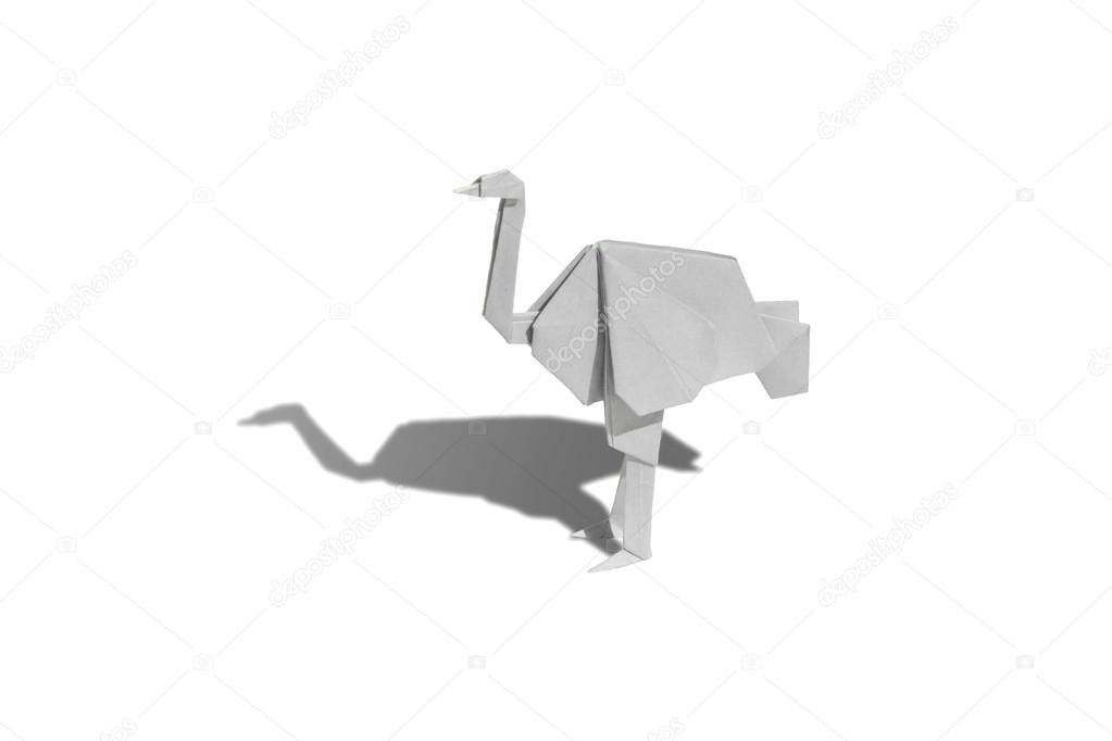 White Origami Ostrich Isolated On White Stock Photo