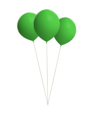 Yeşil balonlar üzerinde beyaz izole